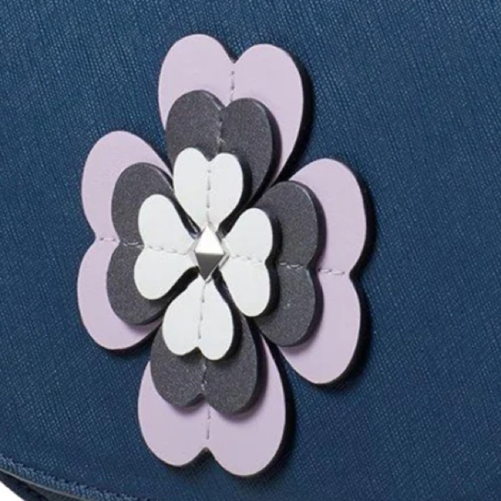 NEW✨Kate Spade Reiley Spade Flower Applique Flap Crossbody Bag in Petrol Blue - Picture 5 of 6